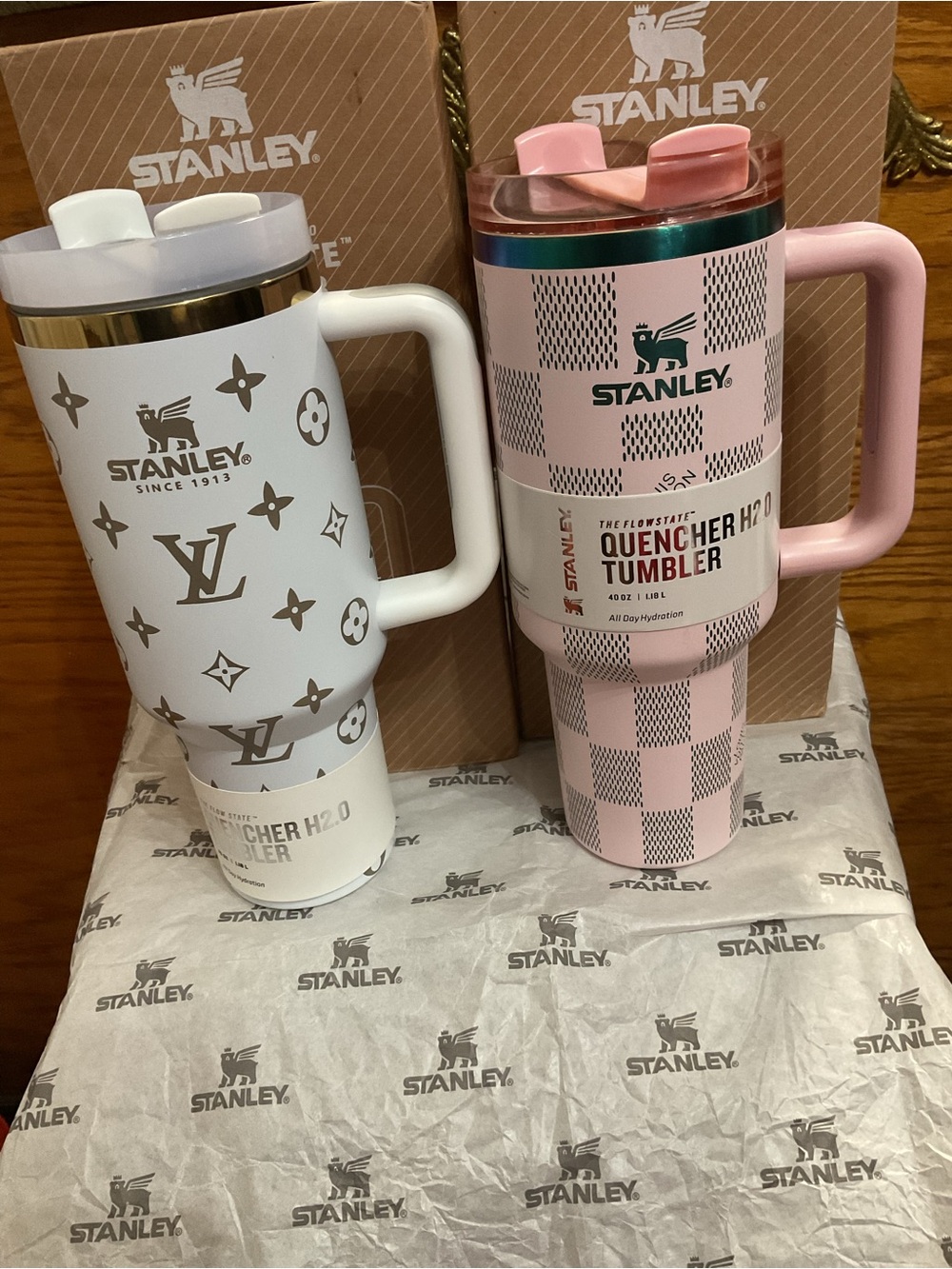 Stanley Pink & White Patterned Quencher Tumblers Duo